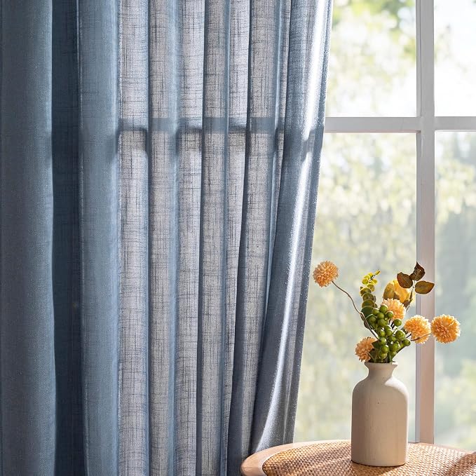 MYSKY HOME Extra Long Sheer Curtains Farmhouse, Sliding Door Curtain - Image 8