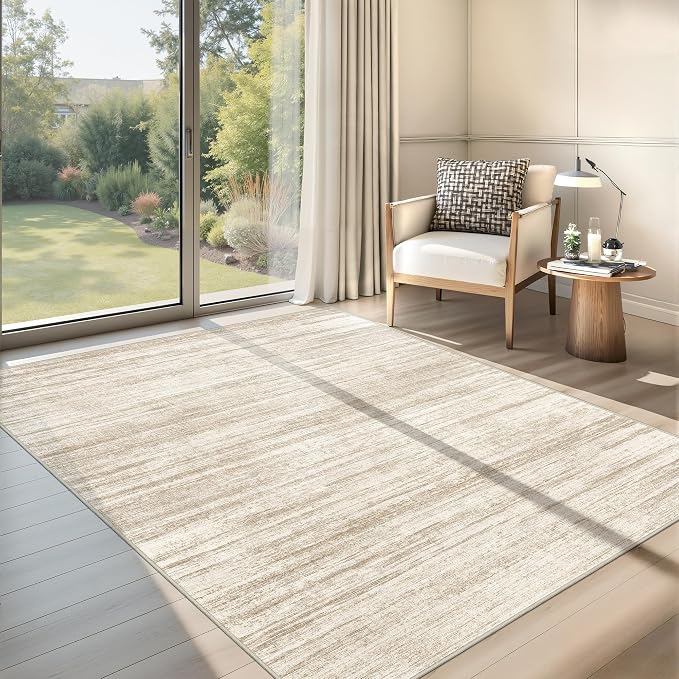 3x5 Rug for Entryway, Washable Area Rug, Living Room, Dining Room, Neutral Rug - Image 3