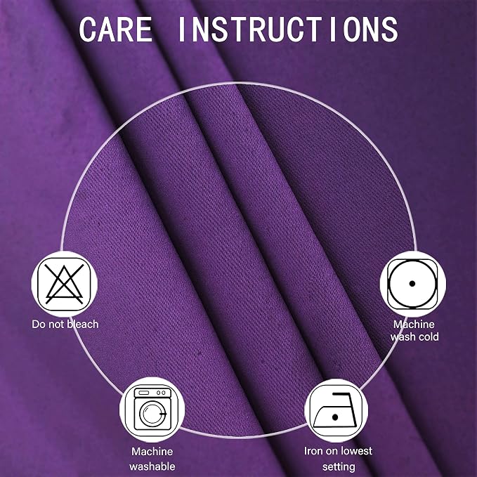 Purple Blackout Curtains 40 x 63 Inch Length/Set of 2 Curtain Panels/Thermal - Image 5