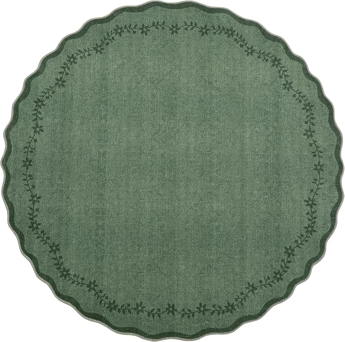 GarveeHome Round Area Rug 5ft Scalloped Washable Circle Rug - Image 4
