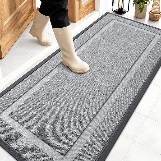 OLANLY Front Door Mat Outside 59x23, All-Season Heavy-Duty Rubber Doormat | Ash by OLANLY