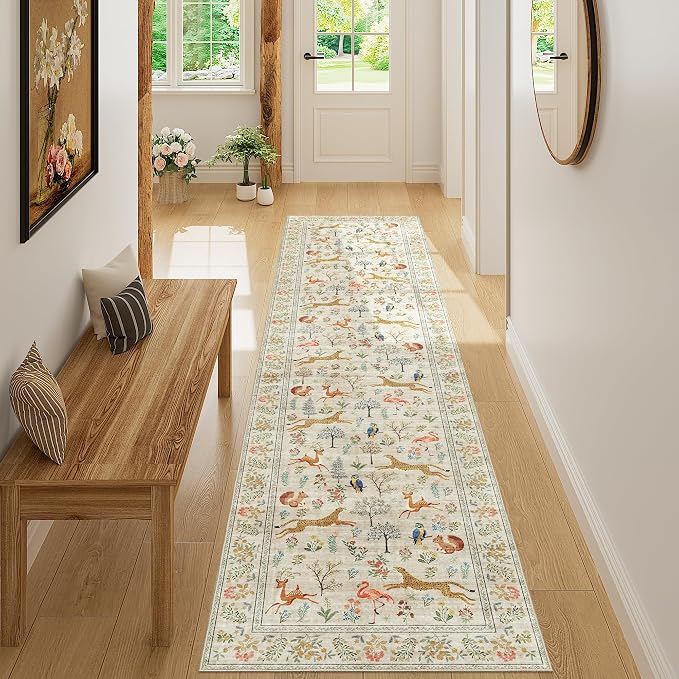 DUKINO 2x8 Washable Runner Rug, Non Slip Animal Kitchen Runner Rug, Low Pile by DUKINO