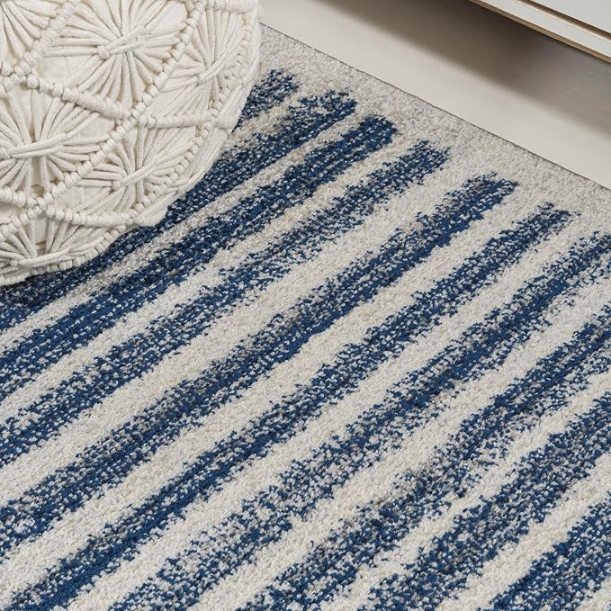 JONATHAN Y Khalil Modern Berber Stripe Cream/Navy Indoor Area Rug, Contemporary - Image 4