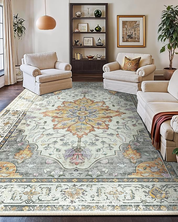 RELEANY Washable Area Rug, Large 9'x12', Water Repellent, Pet Friendly - Image 8
