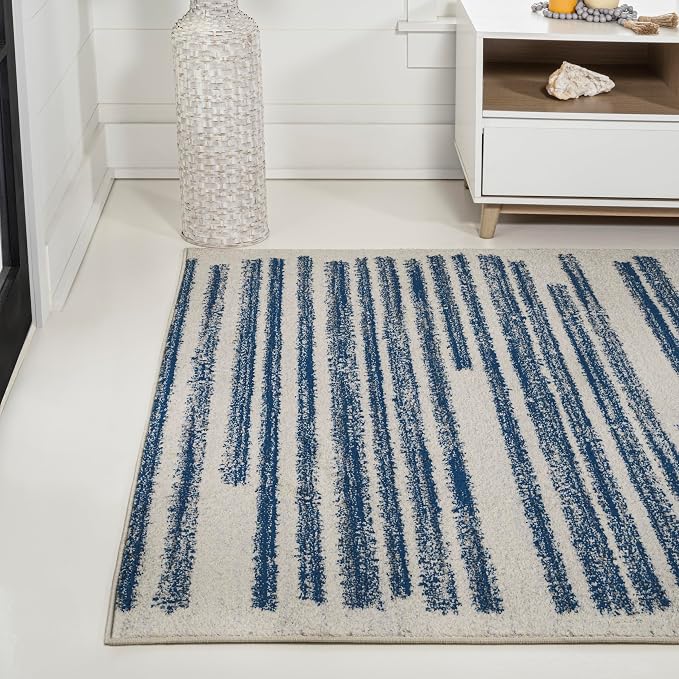 JONATHAN Y Khalil Modern Berber Stripe Cream/Navy Indoor Area Rug, Contemporary - Image 3