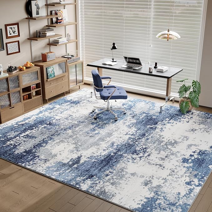 Blue Washable Rug 5x7 Area Rugs - Image 4