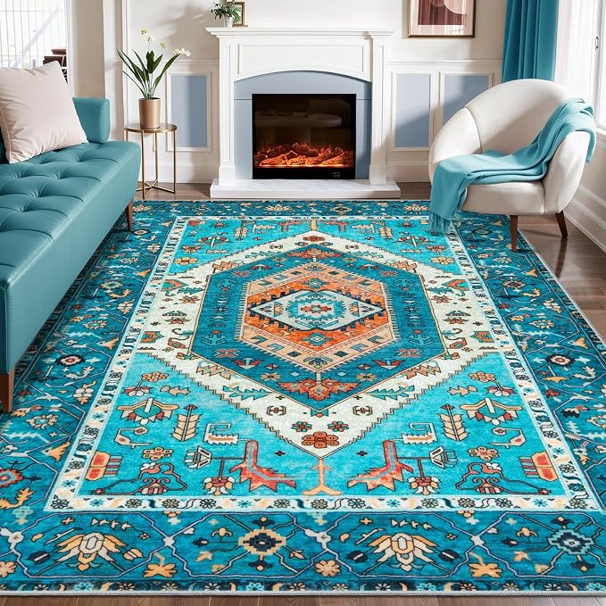 SERISSA 8x10 Washable Non Slip Boho Area Rug by SERISSAHomeDecorCollection