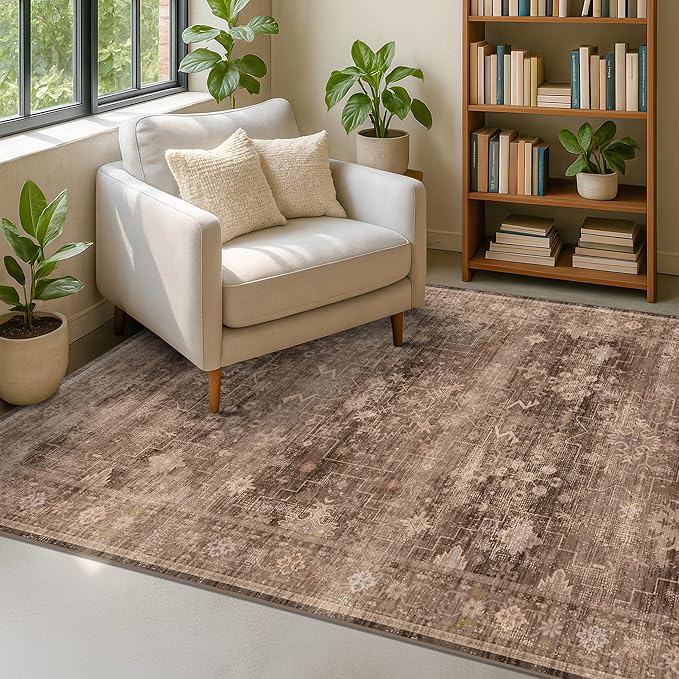Boho Brown Living Room Rug 6x8 - Image 3