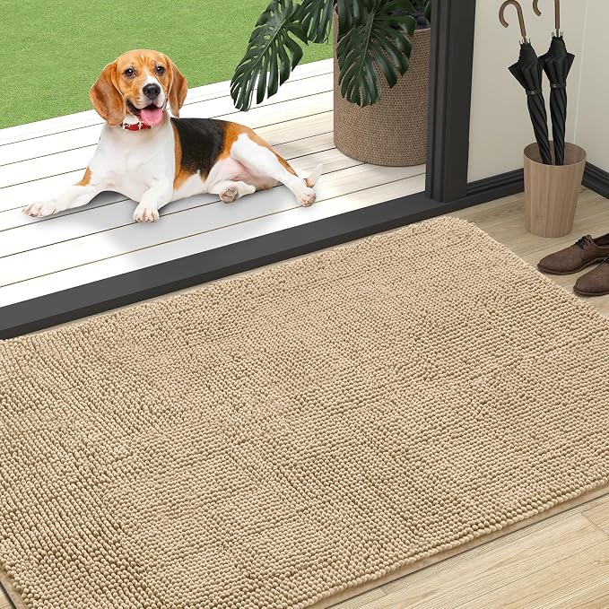 OLANLY Dog Door Mat for Muddy Paws 47x32, Super Absorbent Chenille Mud Mat | by OLANLY