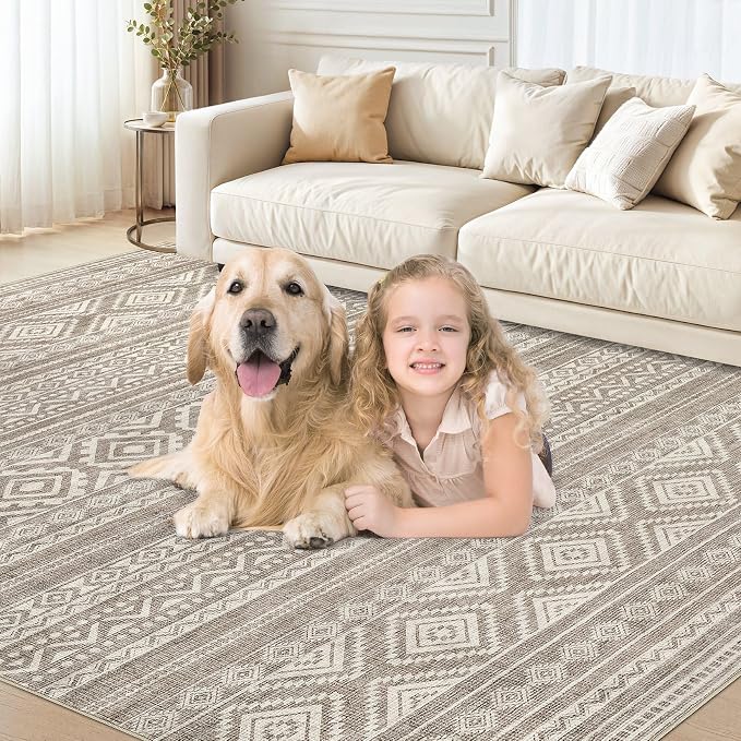 cotiled Boho 7x10 Area Rug for Living Room: Large Moroccan Washable Rug | Solve - Image 8