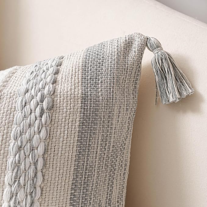 Gray Decorative Lumbar Pillow Cover 14x24, Farmhouse Lumbar Throw Pillow - Image 8