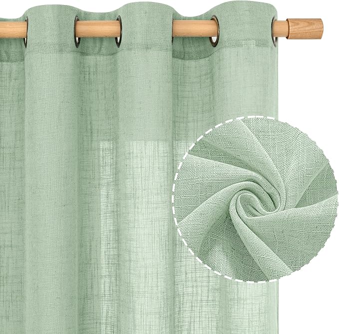 Fresh Green Linen Curtains 72 Inch Length - Image 2