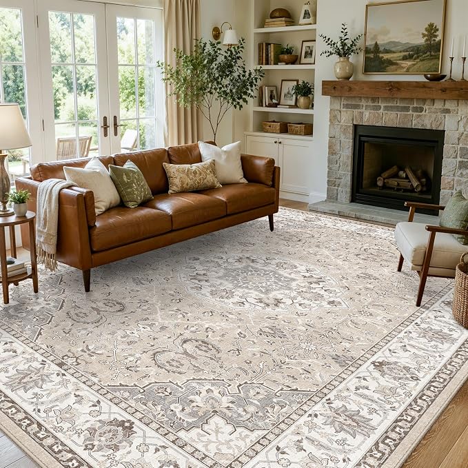 Area Rugs 10x12 Living Room Rug: Washable Rug Soft Vintage Boho Carpet Indoor by HYHAOYUNLAI