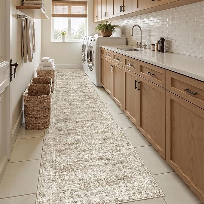 Soalmost Runner Rug 2x10 Washable Non-Slip Hallway Kitchen Runners Brown | - Image 4
