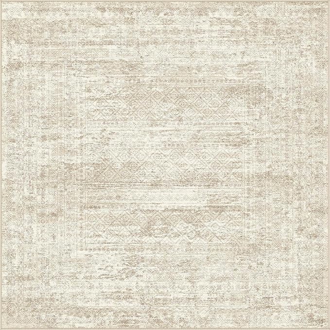 UERMEI Square Area Rugs : Washable 8x8 Neutral Modern Abstract Carpet - Image 10