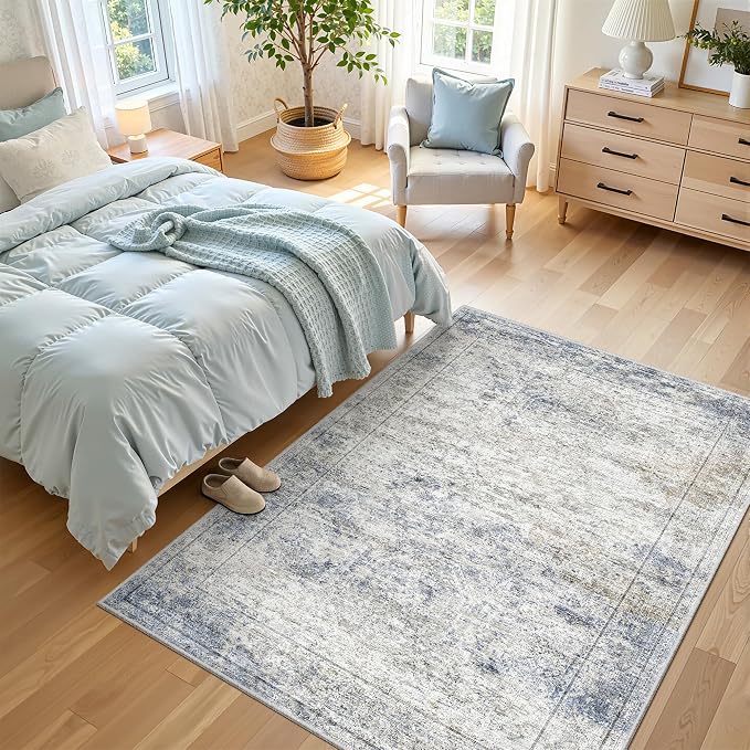 3x5 Rug for Entryway, Washable Area Rug, Living Room, Dining Room, Neutral Rug - Image 5