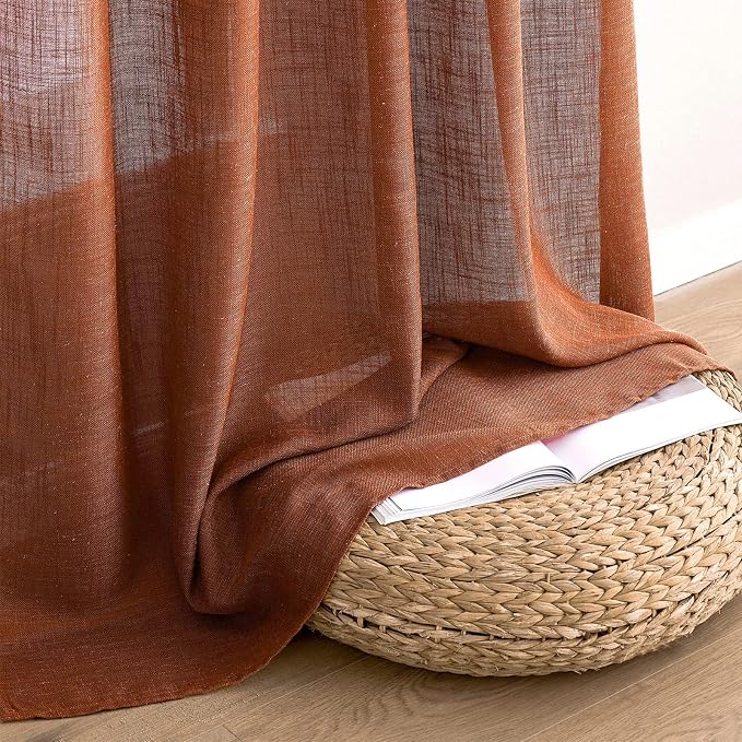 MIULEE Burnt Orange Fall Linen Curtains 52x72 Inch - Image 7