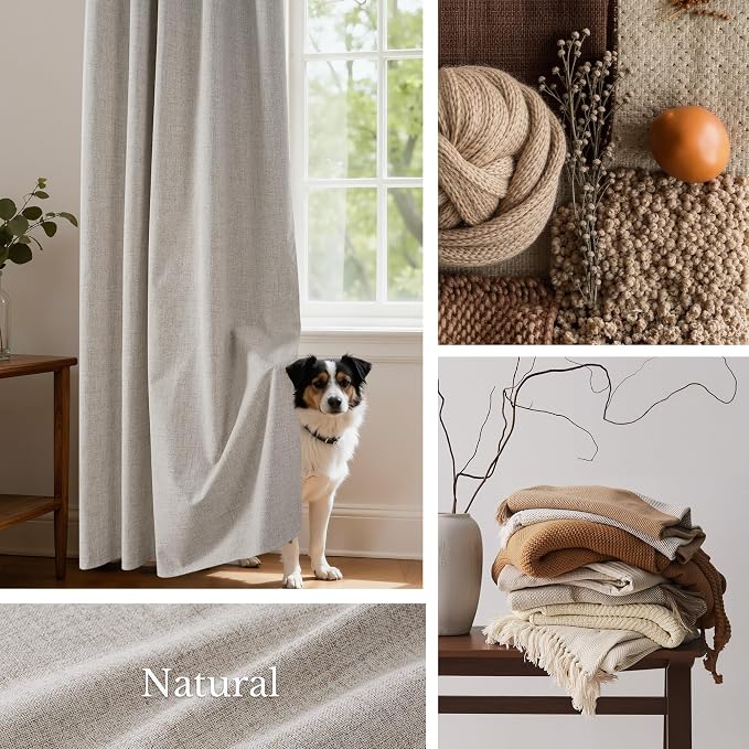 NICETOWN 100% Blackout Linen Curtains - Image 6