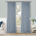 Blue 96 Inch Blackout Pinch Pleated Thick Linen Curtains by Twodrapes