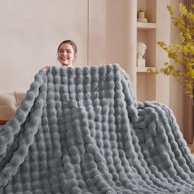 50x60 Inches Ultra-Soft Fuzzy Faux Fur Plush Throw Blanket - Image 2