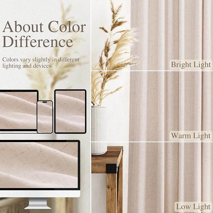 Natural White Linen Curtains 108 Inches Long - Image 3