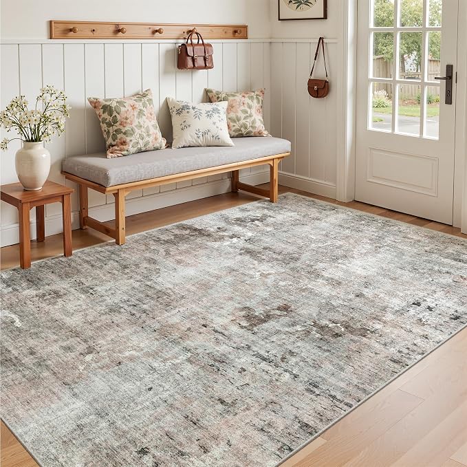 Soalmost Abstract 4x6 Area Rug Washable Rugs - Image 2