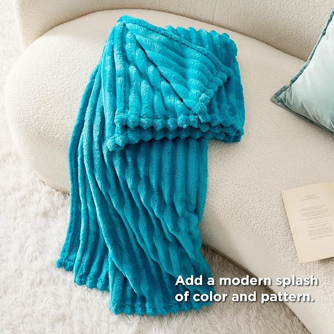 Bedsure Soft Twin Blanket for Bed Decor Gifts Teal 60"x80" | Birthday Gifts for - Image 6