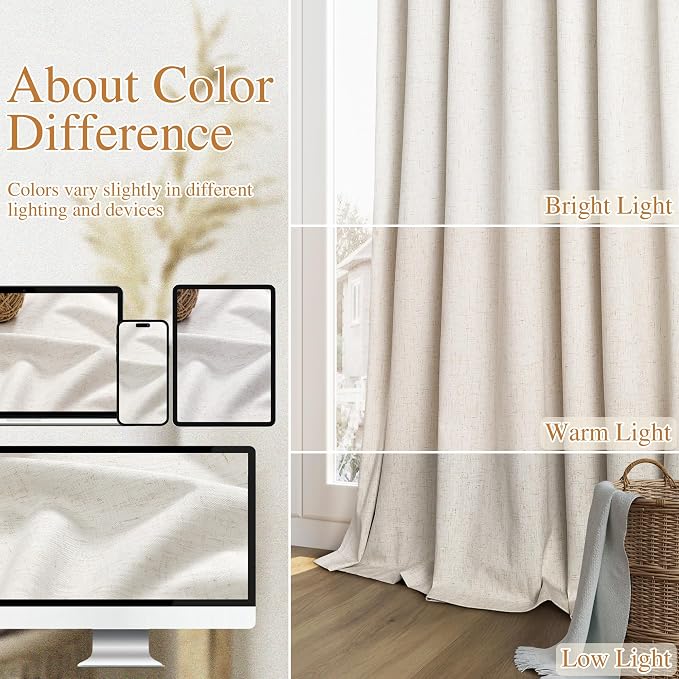 Extra Long 100% Blackout Linen Curtains - Image 7