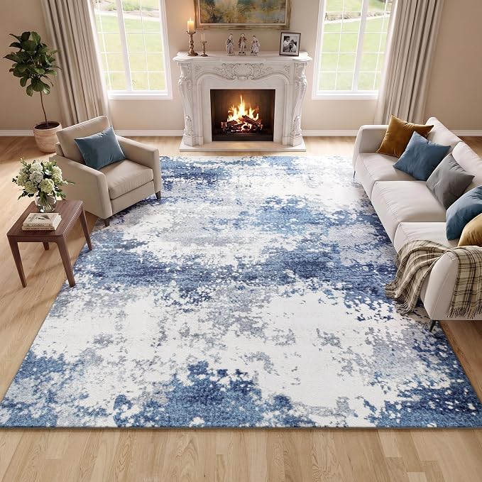 Blue Washable Rug 5x7 Area Rugs by Acapet