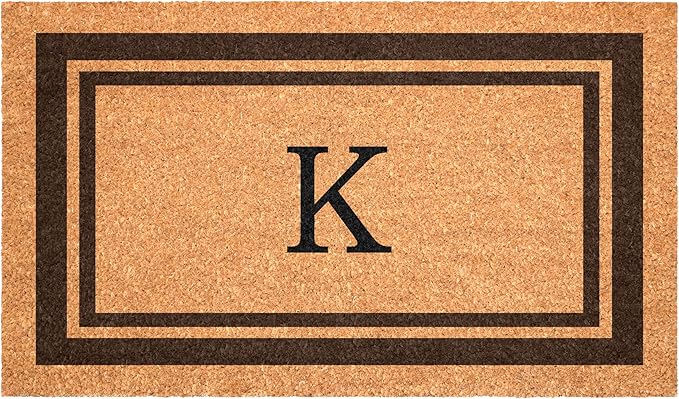 Calloway Mills 152982436K Brown Border 24" x 36" Monogram Doormat by Callowaymills