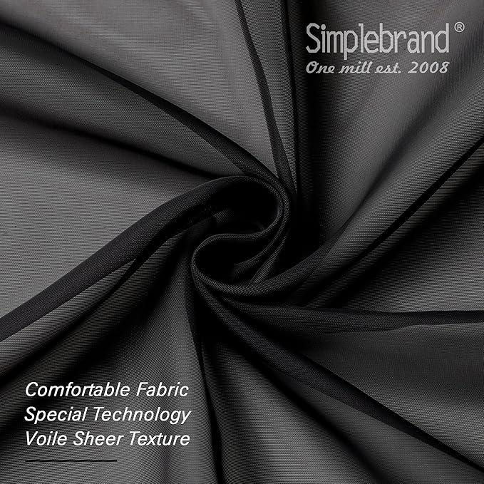 Simplebrand Black Sheer Kitchen Cafe Curtains - Image 7