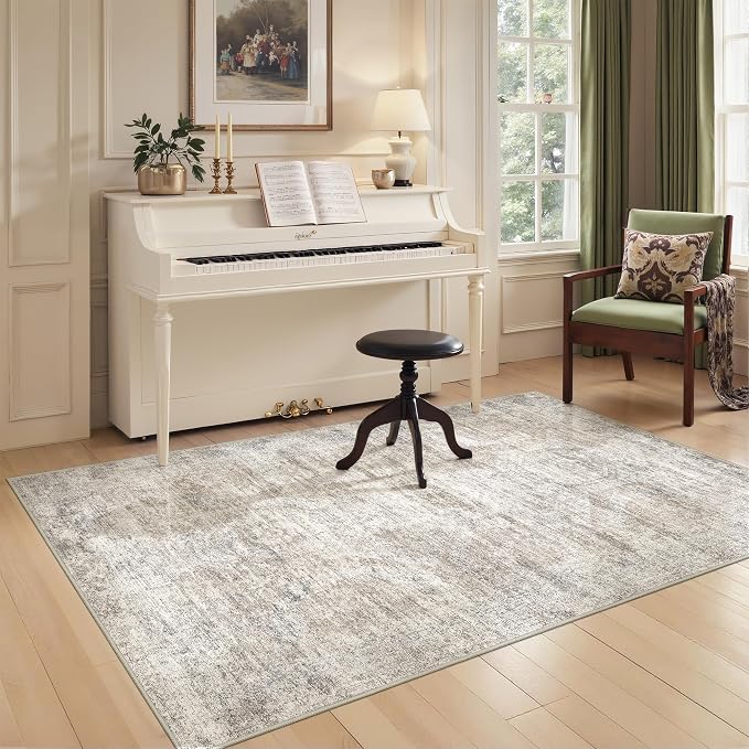 3x5 Rug for Entryway, Washable Area Rug, Taupe | Small Rug for Kitchen by Restydon