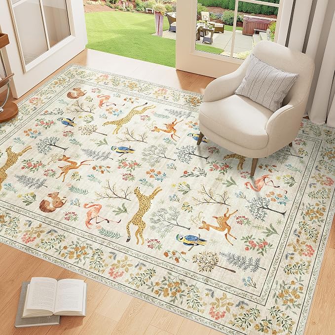 DUKINO 4x6 Area Rug, Non Slip Animal Washable Rug - Image 3