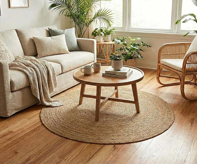 Hausattire Jute Braided Round Rug, 4 ft | 100% natural jute, hand woven - Image 3