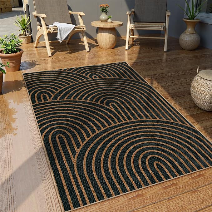 Lahome Enfys Modern Rainbow Easy Jute Patio Rug, 3x5 Washable Rugs - Image 7