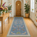 Blue Boho Hallway Runner Rug 2x8, Washable Non Slip Rug by HazoHaus