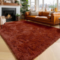 Amdrebio Terracotta Rust Fuzzy Area Rug 8x10 by Amdrebio