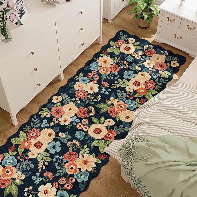 DUKINO 2.6x10 Runner Rug for Hallway, Washable Rug Non Slip, Low Pile, Floral - Image 9