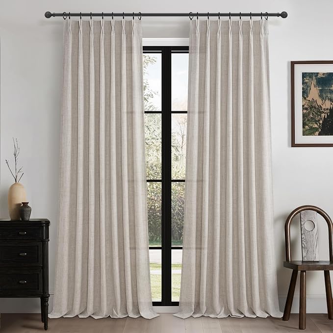 Greyish Brown Thick Linen 104 Inch High Ceiling Curtains by PleatedDrapes