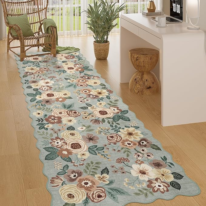 DUKINO 2x10 Runner Rug for Hallway, Washable Kitchen Rugs, Sage Green | Non Slip - Image 2