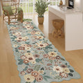 DUKINO 2.6x8 Runner Rug, Floral Washable Kitchens Rug Non Slip, Sage Green | by DUKINO