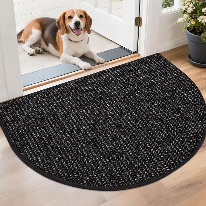 BEQHAUSE Dirt Trapper Door Mat 26" x 40" Half Circle Non Slip Rugs, Absorbent by BEQHAUSE