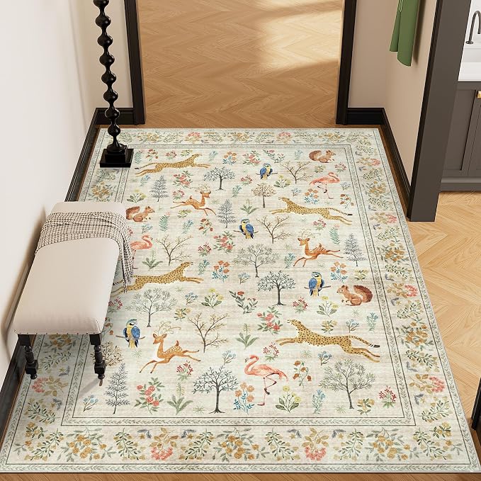 DUKINO 4x6 Area Rug, Non Slip Animal Washable Rug - Image 5