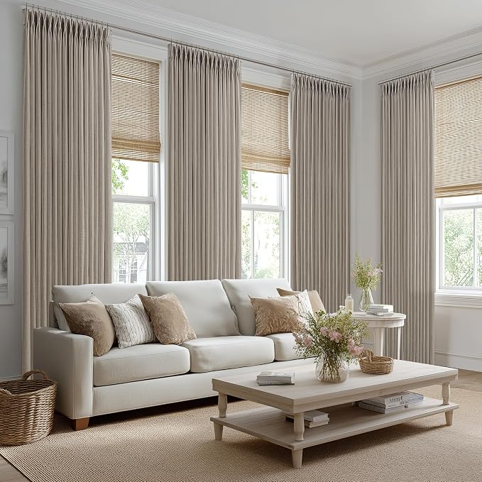 Burlywood Pinch Pleated Extra Long Semi Sheer Curtains 105 Inches Long 50W | - Image 7