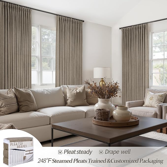 Extra Long Dark Flax Semi Sheer 60 Inch Wide Curtains 108 Inches - Image 6