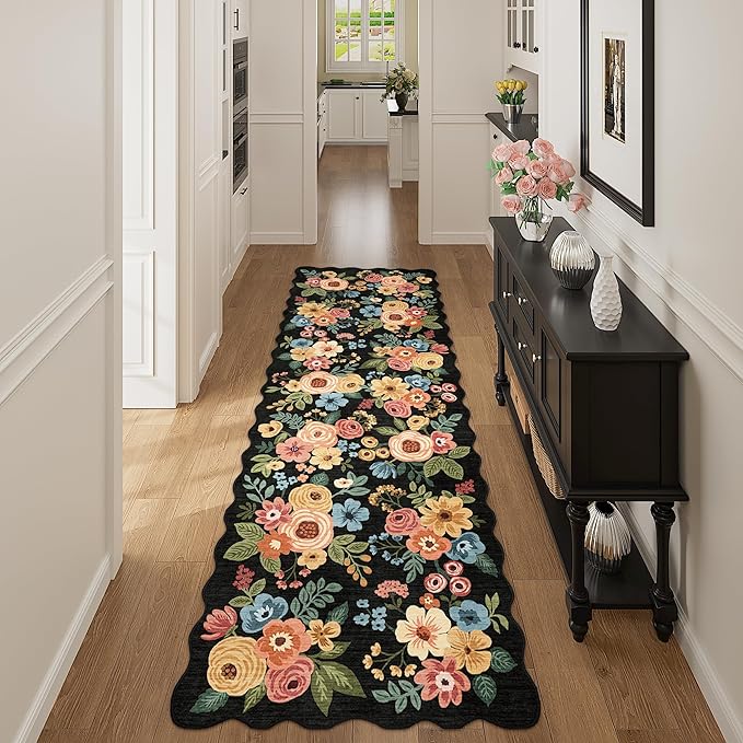 DUKINO 2.6x8 Runner Rug, Floral Washable Kitchen Rugs Non Slip, Stain Resistant - Image 7