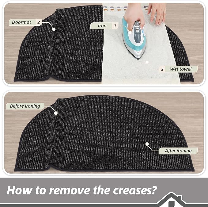 BEQHAUSE Dirt Trapper Door Mat 26" x 40" Half Circle Non Slip Rugs, Absorbent - Image 9