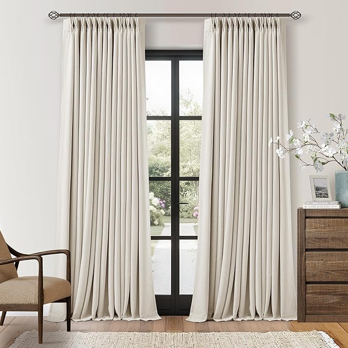 Natural Pinch Pleat Extra Long 120 Inch Blackout Curtains by Twodrapes