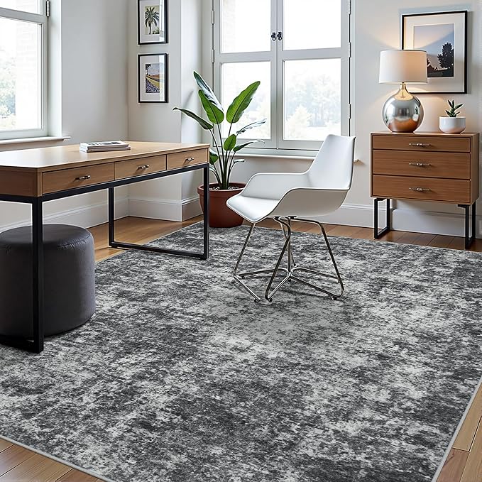 8x10 Area Rugs for Living Room Washable Bedroom Dining Room Black Grey | Modern - Image 9