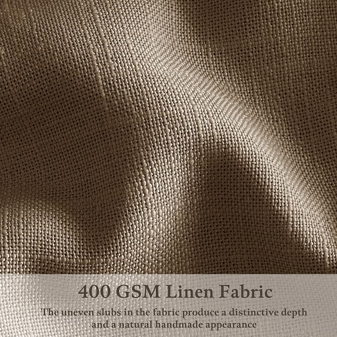 Dark Brown Pinch Pleat Semi Sheer Memory Shaped Flax Linen Curtains 50Wx92L | - Image 5